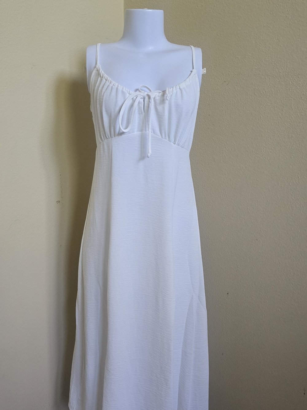 Brand New! Women's White Maxi Dress with Tie-Front Bodice